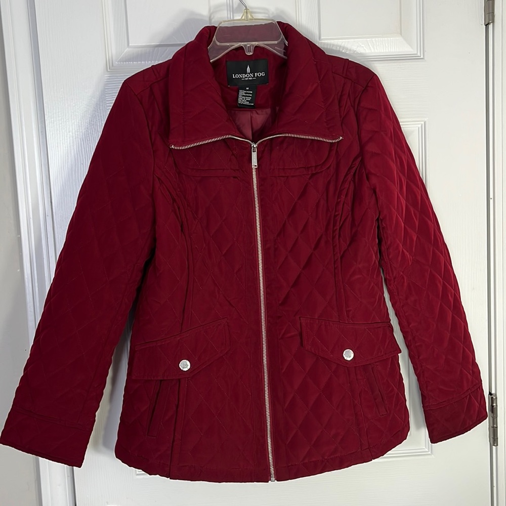 LONDON FOG, EST. 1923, Winter, All Weather Jacket; Blood Red, Front Zipper, Med.